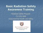 Basic Radiation Safety Awareness Training