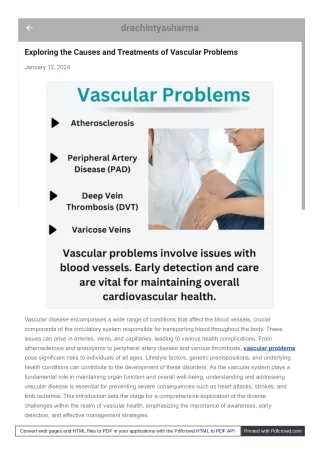 Increasing awareness of vascular problems and preventing them