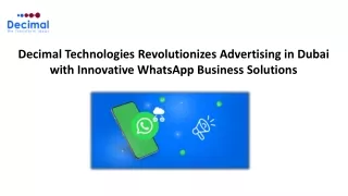 Advertising on Whatsapp Business Dubai - Decimal Technology