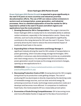 Green Hydrogen (GH) Market Growth