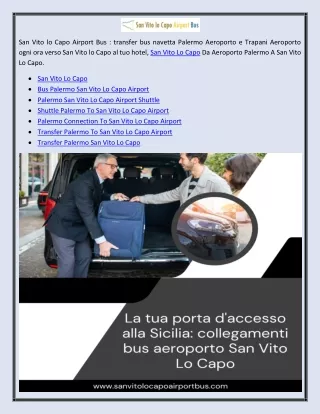 Transfer Aeroporto Palermo San Vito Lo Capo