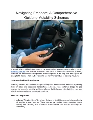 Navigating Freedom: A Comprehensive Guide to Motability Schemes