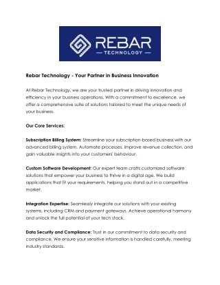 Rebar Technology: Innovate Your Business