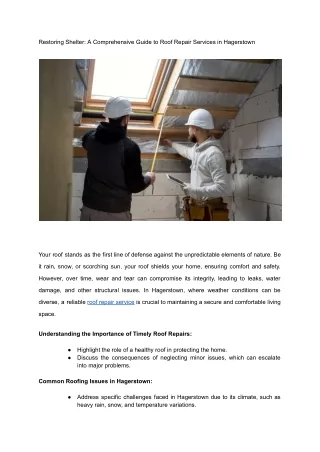 Restoring Shelter_ A Comprehensive Guide to Roof Repair Services in Hagerstown