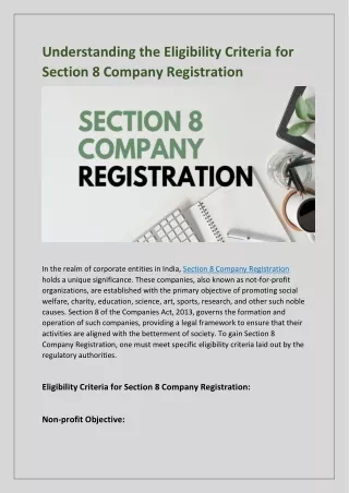 Understanding the Eligibility Criteria for Section 8 Company Registration
