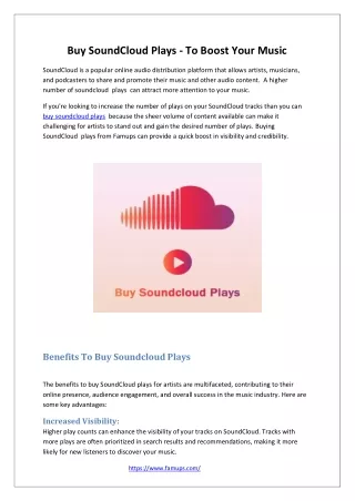 Buy SoundCloud Plays - To Boost Your Music