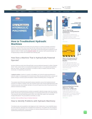 How to Troubleshoot Hydraulic Machines