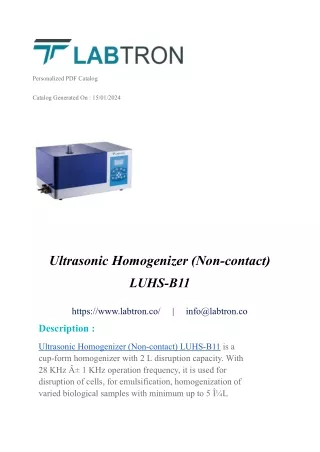 Ultrasonic Homogenizer (Non-contact) LUHS-B11