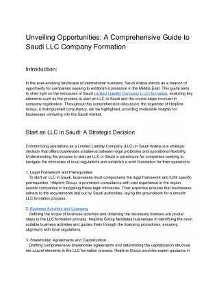 Unveiling Opportunities_ A Comprehensive Guide to Saudi LLC Company Formation