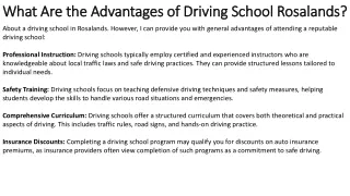 What Are the Advantages of Driving School Rosalands