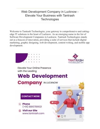 Web Development Company in Lucknow - Elevate Your Business with Tantrash Technol