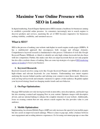 Maximize Your Online Presence with SEO in London