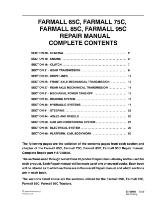 CASE IH FARMALL 85C Tractor Service Repair Manual