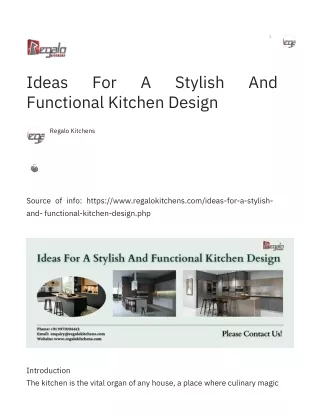 Ideas For A Stylish And Functional Kitchen Design