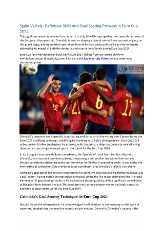 Spain Vs Italy Defensive Skills and Goal Scoring Prowess in Euro Cup 2024