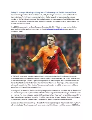 Turkey Vs Portugal Akturkoglu, Rising Star of Galatasaray and Turkish National Team