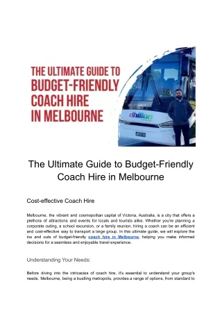 An Exhaustive Handbook on Affordable Coach Hire in Melbourne