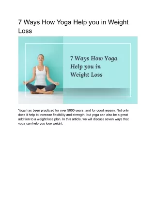 7 Ways How Yoga Help you in Weight Loss