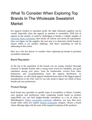 What To Consider When Exploring Top Brands In The Wholesale Sweatshirt Market