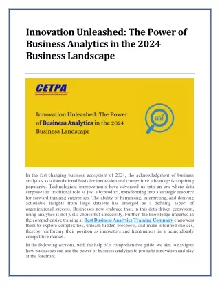 The Power of Business Analytics in the 2024 Business Landscape