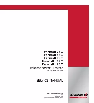 CASE IH Farmall 75C Efficient Power Tractor Service Repair Manual (PIN ZDJV16843 and above)