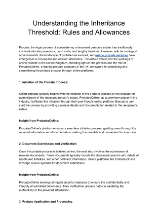 Understanding the Inheritance Threshold: Rules and Allowances