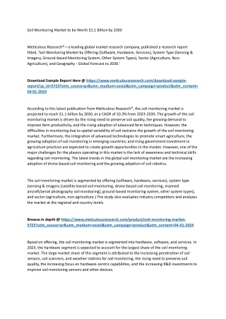 The Soil Monitoring Market to reach $1.1 billion by 2030 at a CAGR of 10.3% duri