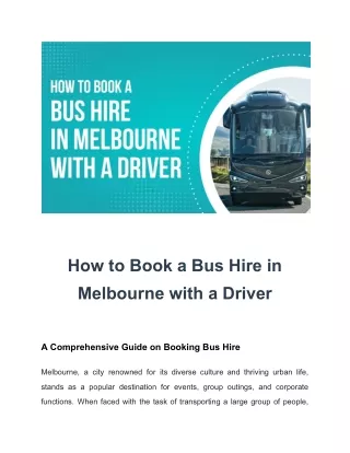 Your Group, Your Ride: Booking MelbourneBusHire with Driver Excellence
