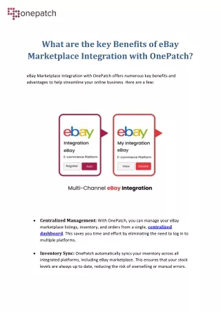 What are the key Advantages of eBay Marketplace Integration with OnePatch?