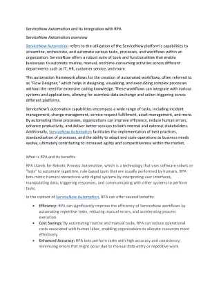 ServiceNow Automation and its Integration with RPA