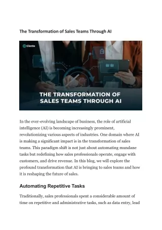 The Transformation of Sales Teams Through AI