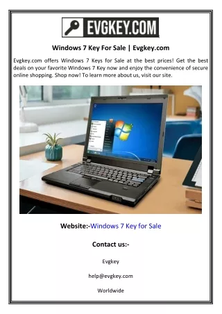 Windows 7 Key For Sale  Evgkey.com