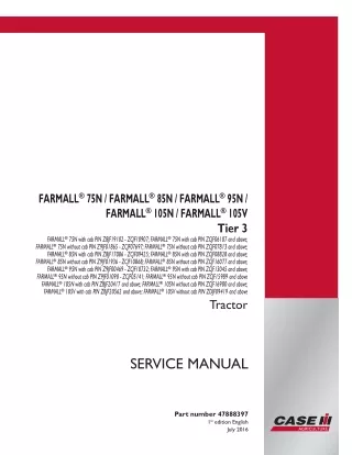 CASE IH FARMALL 95N without cab Tier 3 Tractor Service Repair Manual PIN ZCJF15989 and above