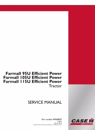 CASE IH Farmall 105U Efficient Power Tractor Service Repair Manual