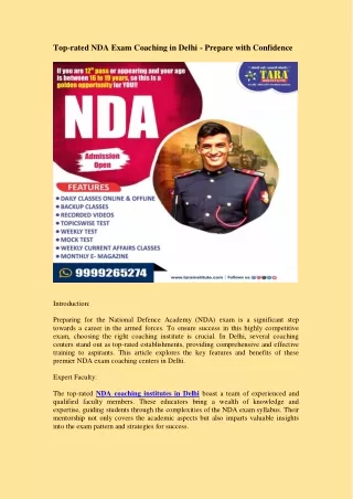 Top-rated NDA Exam Coaching in Delhi — Prepare with Confidence