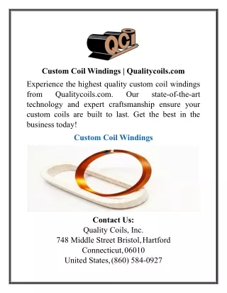 Custom Coil Windings | Qualitycoils.com