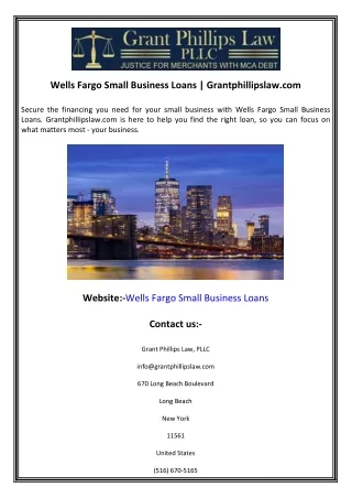 Wells Fargo Small Business Loans  Grantphillipslaw.com