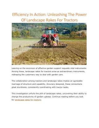 Landscape rakes for tractors