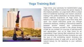 Yoga training Bali