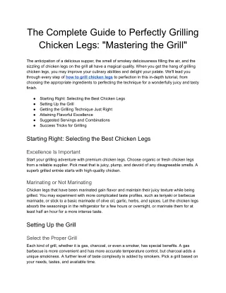 The Complete Guide to Perfectly Grilling Chicken Legs_ _Mastering the Grill_ - Google Docs