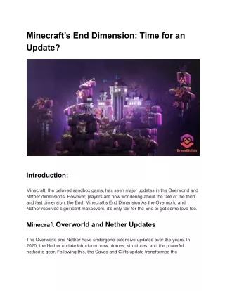 Minecraft’s End Dimension Time for an Update