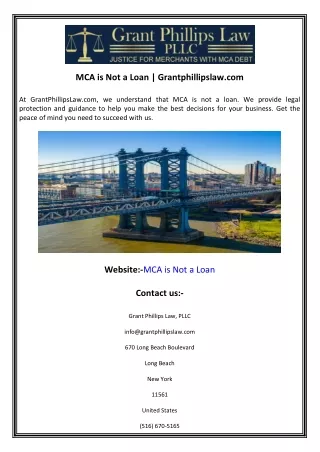 MCA is Not a Loan  Grantphillipslaw.com