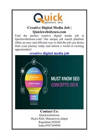 Creative Digital Media Job  Quickwebsiteseo.com