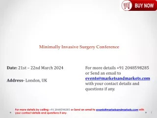 Minimally Invasive Surgery Conference|London, UK|21st – 22nd March 2024