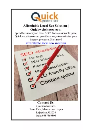 Affordable Local Seo Solution  Quickwebsiteseo.com