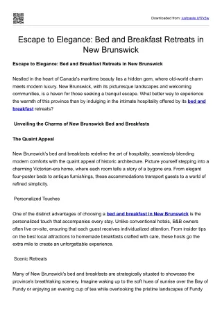 Escape to Elegance Bed and Breakfast Retreats in New Brunswick