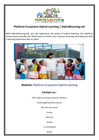 Platform Ecosystem Hybrid Learning  Hybridlearning.net