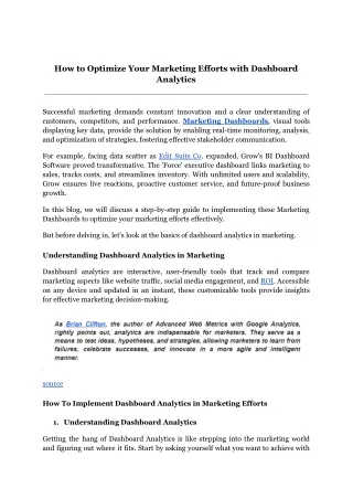 How to Optimize Your Marketing Efforts with Dashboard Analytics