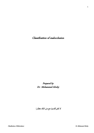 Classification of Malocclusion