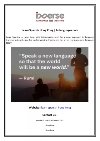 Learn Spanish Hong Kong  Imlanguages.com
